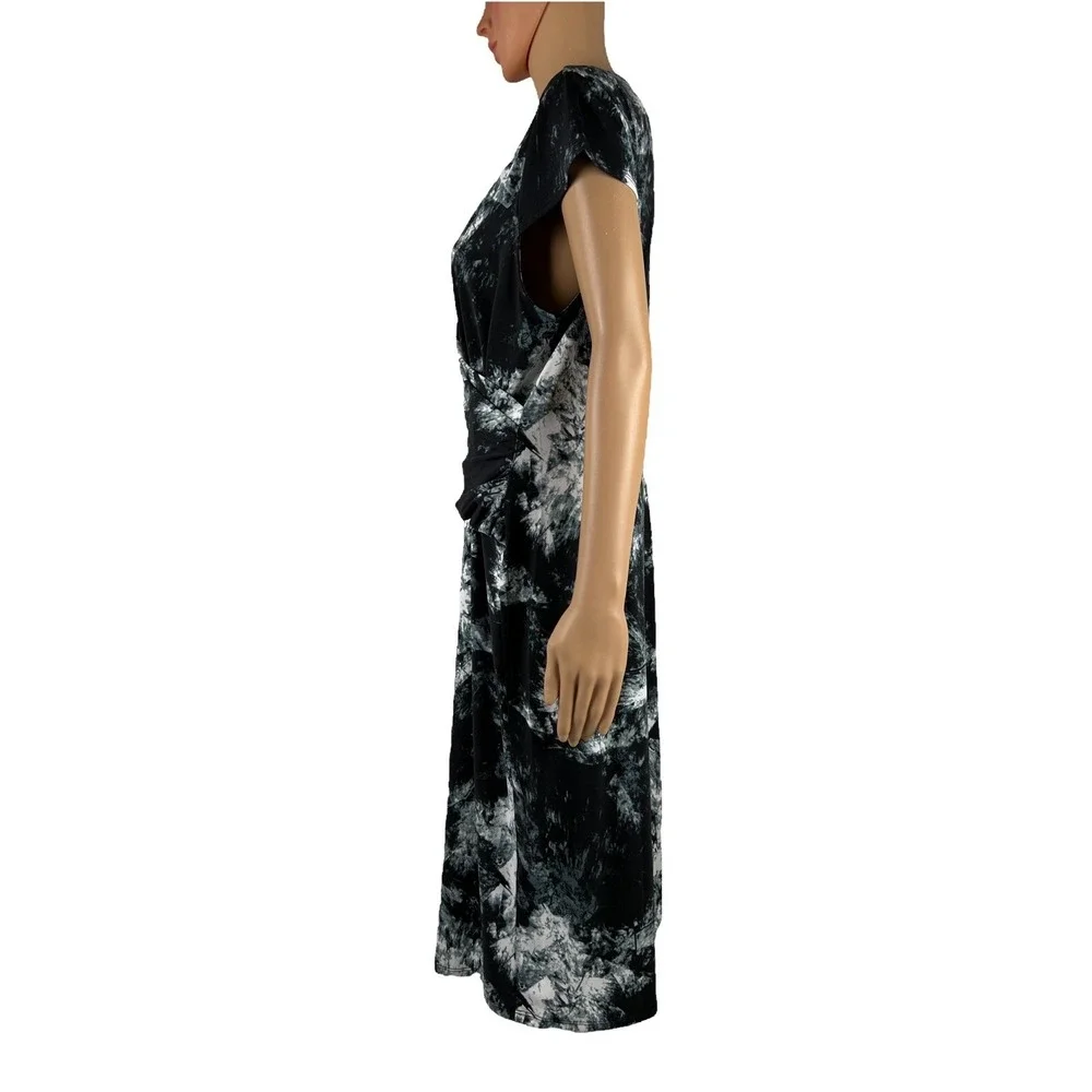 Carmen Marc Valvo Womens XL Dress Short Sleeve Lyrical White Black NWT $88